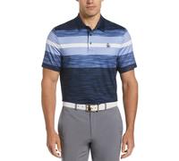 Colour Block Engineered Marl Stripe Golf Polo Shirt In Black Iris