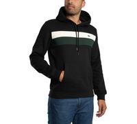 Colour Block Fleece Pullover Hoodie Black/White/Green S