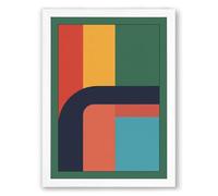 Colour Block Geometry Geometric Framed Wall Art Print A4 (29.7×21cm) White, Wall Decor for Living Room, Bedroom, Office & Home, Ready to Hang, Art Gift