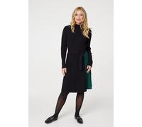 Colour Block High Neck Pleated Knit Dress Izabel London Black 14