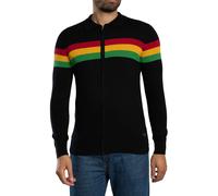 Colour Block Longsleeved Zip Polo Knit Black 4XL
