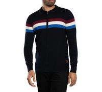 Colour Block Longsleeved Zip Polo Knit Navy 4XL