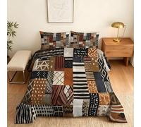 Colour Block Pattern Single Duvet Retro Minimalism Single Quilt 7.5 Tog Lightweight Soft Comforter Set, All Seasons Reversible Coverless Microfiber Duvet with 2 Pillowcases Machine Washable L680