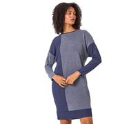 Roman Originals Knitted Jumper Dress for Women UK - Ladies Colour Block Winter Autumn Smart Casual Office Bodycon Workwear Everyday Long Sleeve Knee Length Knit Pocket - Blue Light Blue - Size 10