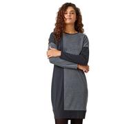 Roman Originals Knitted Jumper Dress for Women UK - Ladies Colour Block Winter Autumn Smart Casual Office Bodycon Workwear Everyday Long Sleeve Knee Length Knit Pocket - Grey - Size 18
