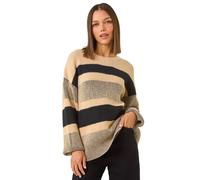 Colour Block Striped Knit Jumper Roman Camel 14