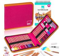 COLOUR BLOCK Watercolor Pencil Travel Art Set 34 PCS, Professional Drawing Kit, 50 Sheets Drawing Pad, Paint Brushes I Vibrant Pigments for Coloring and Blending