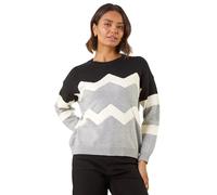Colour Block Zig Zag Knit Jumper Roman Grey 20