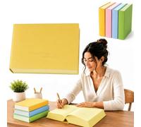 Colour Brick A5 Notebook 720 Pages Pastel Hardcover Journal,Yellow | Four pastel colour-block page sections paired with bleed-resistant 80GSM paper - a hardcover built for double-sided fountain