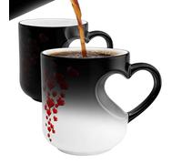 Colour Changing Ceramic Mug, Magic Mug with Heart-Shaped Handle and Heart-Shaped Pattern, Heart-Shaped Colour Changing Magic Ceramic Gift, Valentine's Day, Mother's Day, Weddings and Anniversaries