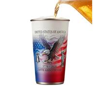 Colour-changing cups, 500 ml stainless steel mug in patriotic design for 250th anniversary, cold activated red / white / blue drinking cup, for men, women, friends, colleagues, home, office and