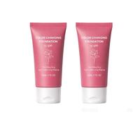 Colour Changing Foundation for Mature Skin, Moisturising Long Lasting Foundation Cream, SPF 15, Concealer and Make Up Base for All Skin Tones, with Natural-Looking Finish (2 Pieces)