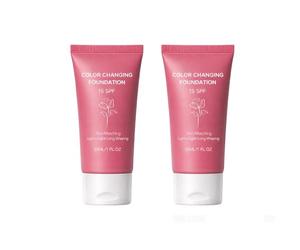 Colour Changing Foundation for Mature Skin, Moisturising Long Lasting Foundation Cream, SPF 15, Concealer and Make Up Base for All Skin Tones, with Natural-Looking Finish (2 Pieces)