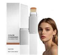 Colour Changing Foundation Stick,2-in-1 Full Coverage Foundation with Brush,Korean Fou/ndation Stick,Waterproof Lightweight Face Foundations,Foun/dation for All Skin Types,Portable Sti/ck(Natural)