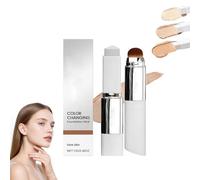 Colour Changing Foundation Stick 2026 - 2-in-1 Full Coverage Concealer & Foundation with Detachable Brush, Hydrating Base Makeup for All Skin Types, Natural Finish (Dark Skin)