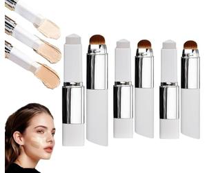 Colour Changing Foundation Stick 2026 - 2-in-1 Full Coverage Concealer & Foundation with Detachable Brush, Hydrating Base Makeup for All Skin Types, Natural Finish (ABC-3PCS)