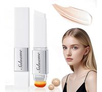 Colour Changing Foundation Stick, Dual-Ended Full Coverage Foundation with Ultra-Fine Bristle Brush, Create a Charming Makeup Look, Suitable for All Skin Types 01# Light 13g