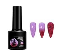 Colour Changing Gel Nail Polish Thermal Temperature Change Purple to Red Glitter Gel Polish Soak Off UV LED Long Lasting Glossy Sparkly Glitter Red Gel Polish for DIY Nail Art Manicure at Home