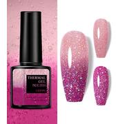 Colour Changing Gel Nail Polish - Thermal Temperature Color Changing with Diamond Glitter, Long Lasting Glossy Finish for DIY Nail Art Manicure at Home (3#)