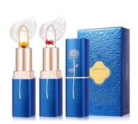 Colour Changing Lipstick 2Pcs Clear Lipstick That Changes Colour, Moisturizing Long Lasting PH Lip/stick Colo/ur Changing with Gold Foil Finish Dried Flower