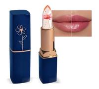 Colour Changing Lipstick, Crystal Flower Long Lasting Moisturising Lipstick Gift for Women, Clear Jelly Hydrating Tinted Lip Balm Magic Temperature Color Change Moisturizer for Cracked Lips