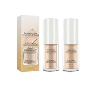 Colour Changing Mature Skin Foundation, Flawless Color Changing Warm Skin Tone Foundation, Waterproof Naturally Blends Moisturizing Makeup Base Nude Concealer Full Coverage Spf (2PCS, 30ml)