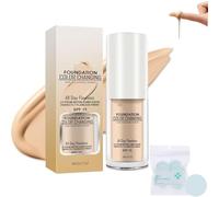 Colour Changing Mature Skin Makeup, Liquid Base Foundation with Naturally Moisturizing Sunscreen, Brightening Complexion Concealer (1pcs, 30g)