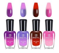 Colour Changing Nail Polish Sets - Temperature Changing Colors Nail Polish Set - Burgundy Red Purple Pink Mood Temperature Change Nail Varnish Sets - Pure Color Long Lasting Nail Polish for Women