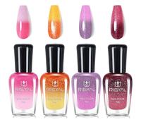 Colour Changing Nail Polish Sets - Thermal Temperature Colour Changing Nail Varnish Sets - 4 Colors Temperature Control Glitter Nail Polish Set - Long Lasting Nail Varnish Set for Women