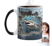 Colour Changing - Shark Tàzza | Tażza With SqÃualo, Funny Ceramic Coffee/Tea Cups With Thermal Gradient, Heat Sensitive Cèramica Tàzze Iń, Displays Image When Added