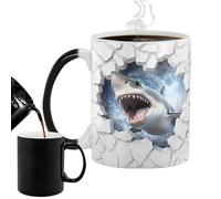 Colour Changing - Shark Tàzza | Tażza With SqÃualo, Funny Ceramic Coffee/Tea Cups With Thermal Gradient, Heat Sensitive Cèramica Tàzze Iń, Displays Image When Added