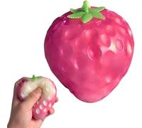 Colour Changing Strawberry squishys Stress Ball, Soft Elastic Sensory Toy For Stress Relief, Squeezy an-xiety Relief Pocket Toy, Realistic Portable Fidget FruitToy For Office Home Travel, 7.5x6cm