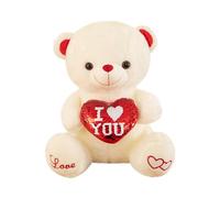 Colour Changing Teddy Bear Plush Toy, Glitter Heart Hugging Bear with Temperature Sensitive Colour Shift, Soft Cuddle Gift for Kids and Children, Bedroom Decor