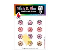 Colour Changing Toilet Target BULLSEYE Stickers with Applicator Smoothing Tool for Easy Installation in Toilets & Urinals. Toilet Aiming Stickers that Change Colour when the Target is Hit.