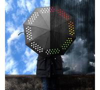 Suck UK Colour Changing Umbrella | Rainbow Umbrella | Compact Umbrellas for Adults | Umbrellas for Women | Soft Grip Handle | Rainbow Raindrops | Folding & Windproof Strong | 100 CM Diameter | Black