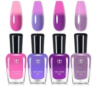 Colour Changing Varnish Sets - 60 Seconds Nail Polish Quick Dry - 4PCS Temperature Thermal nail polish Set - No Bake UV Pink Purple Blue Nail Varnish - Breathable & Non Chip Long Lasting for Women