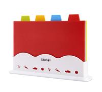 Colour Coded Cutting Boards for Kitchen - 4 Pack with Vertical Storage Case - BPA-Free Knife-Safe Plastic Chopping Board Set - 30cm x 23cm Large Cutting Boards by Kitchvin®