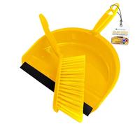 Colour Coded Dustpan and Brush Sets | 22cm Wide Plastic Dustpan with Rubber Lip, and Soft Bristle | Hand Brush and Pan for Domestic and Commercial Use (Yellow)