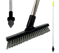 Colour-Coded Grout Cleaning Brush, Angled Floor Grout Cleaner with Stiff Bristles, Swivel Head Floor Scrubbing Brush with Long Handle for tiles, Bathroom, Kitchen, & Hard-to-Reach Corners (Yellow)