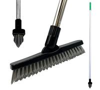 Colour-Coded Grout Cleaning Brush, Angled Floor Grout Cleaner with Stiff Bristles, Swivel Head Floor Scrubbing Brush with Long Handle for tiles, Bathroom, Kitchen, & Hard-to-Reach Corners (Green)