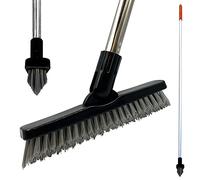 Colour-Coded Grout Cleaning Brush, Angled Floor Grout Cleaner with Stiff Bristles, Swivel Head Floor Scrubbing Brush with Long Handle for tiles, Bathroom, Kitchen, & Hard-to-Reach Corners (Red)