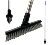 Colour-Coded Grout Cleaning Brush, Angled Floor Grout Cleaner with Stiff Bristles, Swivel Head Floor Scrubbing Brush with Long Handle for tiles, Bathroom, Kitchen, & Hard-to-Reach Corners (Blue)