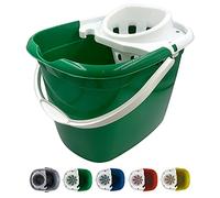 Colour Coded Mop Buckets - 12L Mop Bucket with Wringer and Easy Carry Handle for Domestic and Commercial Cleaning (Green)