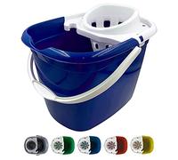 Colour Coded Mop Buckets - 12L Mop Bucket with Wringer and Easy Carry Handle for Domestic and Commercial Cleaning (Blue)