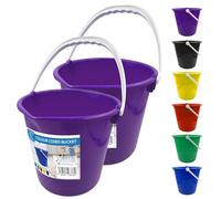 Colour Coded Plastic Bucket with Handle, 2 Gallon (7.5L) Household Heavy Duty Bucket with Spout and Easy-Grip Handle, Multipurpose Water Pail for Cleaning, Bath, and Gardening (Purple Pack of 2)