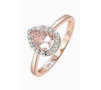 Colour Collection 9ct Rose Gold 7x5 Pear Morganite & Diamond Ring Rose