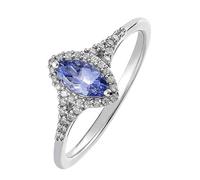 Colour Collection 9ct White Gold Tanzanite and 0.14ct Diamond Ring White