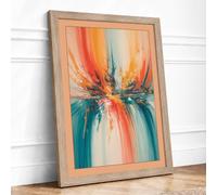Colour Convergence Abstract Framed Wall Art Print A3 (42×29.7cm) Oak,