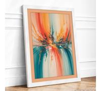 Colour Convergence Abstract Framed Wall Art Print A3 (42×29.7cm) White,