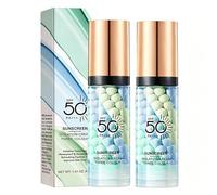 Colour Correcting Facial Serum, 2 Packs SPF 50 P Face Sunscreen Isolation Cream, 3-in-1 Moisturising Essence Concealer Foundation Makeup Primer for Face